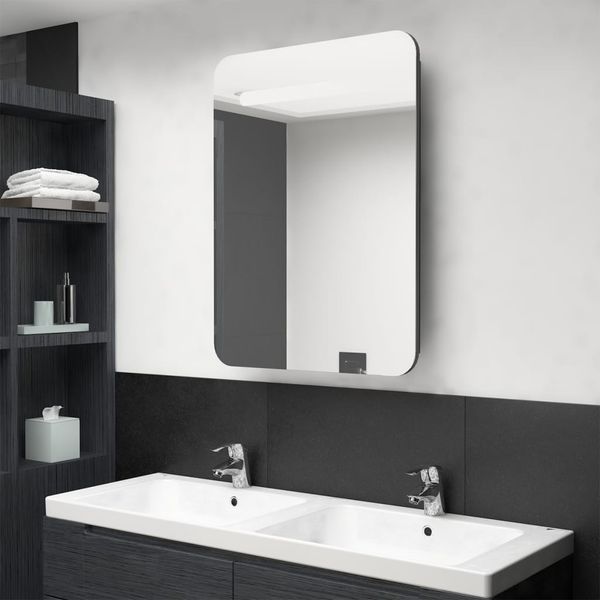 vidaXL LED kúpeľňová zrkadlová skrinka sivá 60x11x80 cm