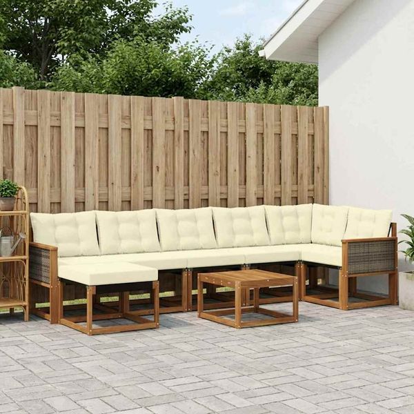 vidaXL Záhradná súprava gaučov s vankúšom 8 pcs Prírodná a krémová