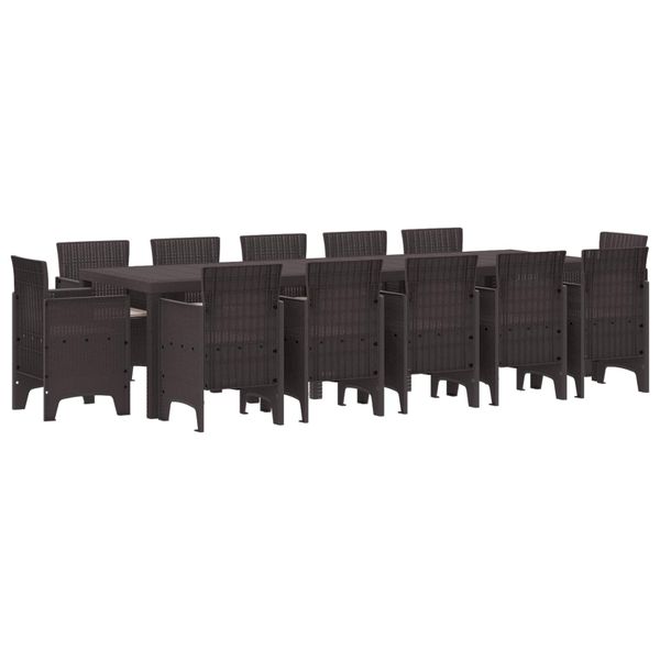 vidaXL Záhradný jedálenský set 13 pcs Hnedá a taupe Poly ratan