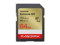 SanDisk Extreme Go - Pametová karta flash - 64 GB - Video Class V30 / UHS-I U3 - SDXC UHS-I