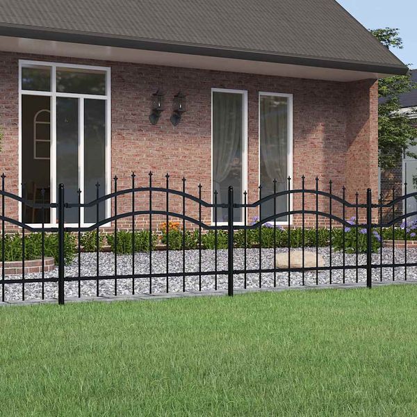 vidaXL Záhradný plot Woerden s vrchnou časťou v tvare oštepu čierny 240x75 cm oceľový