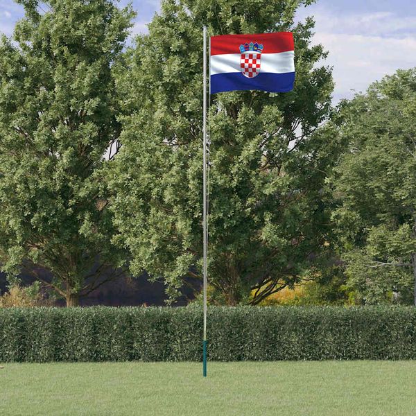 vidaXL Vlajka Chorvátska a tyč 6,08 m hliník