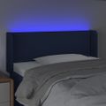 vidaXL Čelo postele s LED modré 93x16x78/88 cm látka