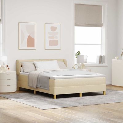 vidaXL Posteľ s pružinovým rámom s matracmi Krémová 140 x 190 cm látka