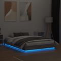 vidaXL Posteľný rám s LED svetlami sivý sonoma 135x190 cm
