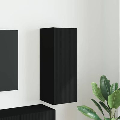 vidaXL TV nástenná skriňa Čierna 30 x 31 x 80 cm Kompozitné drevo