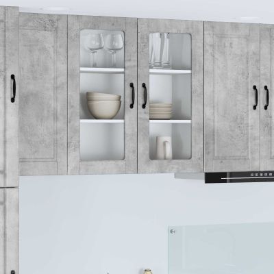 vidaXL Nástenný sklenený kabinet PORTO Betónová šedá 80 x 31 x 80 cm