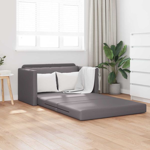 vidaXL Rozkladacia posteľ Sivá 124 x 71 x 78 cm Umelá koža