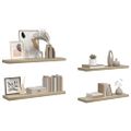 vidaXL Plávajúce nástenné police 4 ks, dubové 90x23,5x3,8 cm, MDF