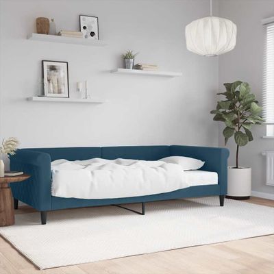 vidaXL Denná posteľ s matracom modrá 100x200 cm zamat