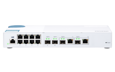 QNAP riadený switch QSW-M408-2C (12portov: 8x Gigabit port + 4x 10G SFP+ /2x 10GbE kombo porty)