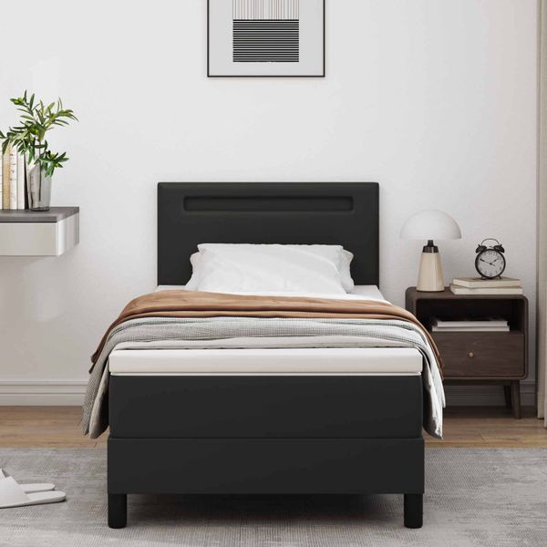 vidaXL Posteľ s pružinovým rámom Čierna 90 x 190 cm Umelá koža