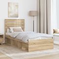 vidaXL Rám postele Sonoma dub 90 x 200 cm Masívne borovicové drevo