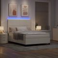 vidaXL LED box s pružinami Krémová a biela 140 x 190 cm
