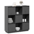 vidaXL Vysoká skrinka sivá 110,5x35x117 cm masívna borovica