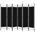 vidaXL Paraván so 6 panelmi, čierny 240x180 cm