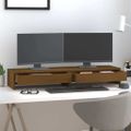 vidaXL Stojan na monitor medovo-hnedý 100x27x15 cm masívna borovica