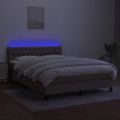 vidaXL Posteľ boxsping s matracom a LED sivohnedá 140x200 cm látka