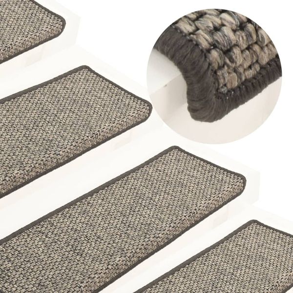 vidaXL Schodové rohože 15 ks 65x21x4 cm béžovo-sivé s obdĺžnikovým okrajom