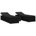vidaXL Záhradné ležadlá s vankúšom 3 pcs Čierna Poly ratan