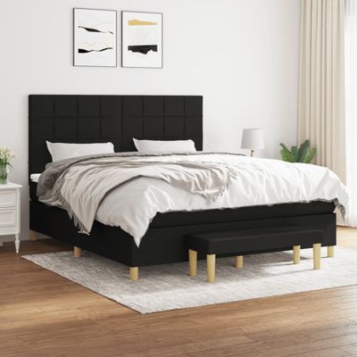 vidaXL Posteľný rám boxspring s matracom čierny 160x200 cm látka