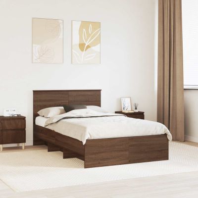 vidaXL Rám postele Hnedý dub 120 x 123 cm Kompozitné drevo