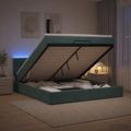 vidaXL Ottoman posteľ s matracom a LED Tmavozelená 180 x 200 cm Zamat