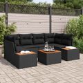 vidaXL Súprava záhradných pohoviek 7 ks Čierna Poly ratan