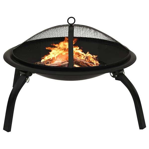 vidaXL 2 v 1 ohnisko s grilom a kutáčom 56x56x49 cm oceľ