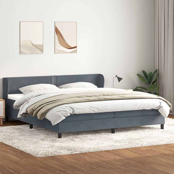 vidaXL Box Spring Posteľ s matracmi Tmavošedá 180x210 cm Zamat