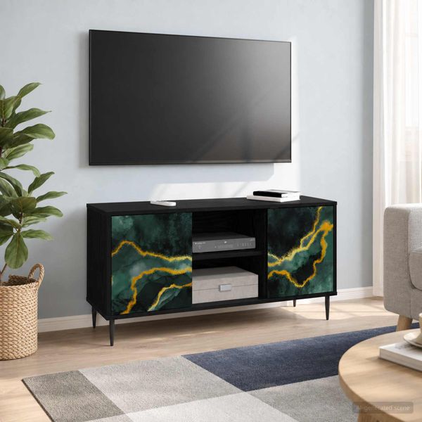 vidaXL TV skrinka WIJHE 102 x 33 x 51 cm Čierny dub Kompozitné drevo