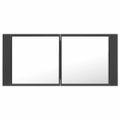vidaXL LED kúpeľňová zrkadlová skrinka sivá 100x12x45 cm akryl