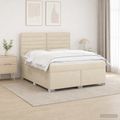 vidaXL Posteľ boxspring s matracom Krémová 140 x 200 cm Látka