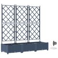 vidaXL Záhradný kvetináč 3 ks Sivá 120 x 40 x 126 cm PP