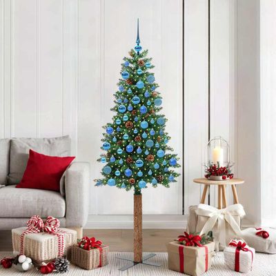 vidaXL Úzky vianočný stromček s 300 LED-i so stojanom Zelená 180 cm
