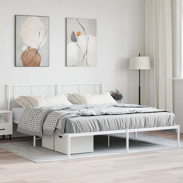 vidaXL Kovový rám postele s čelom biely 180x200 cm