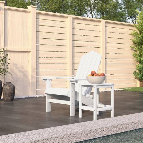 vidaXL Záhradná stolička Adirondack so stolíkom HDPE biela