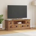 vidaXL TV stolík 110 x 30 x 40 cm Prírodná Husté teakové drevo
