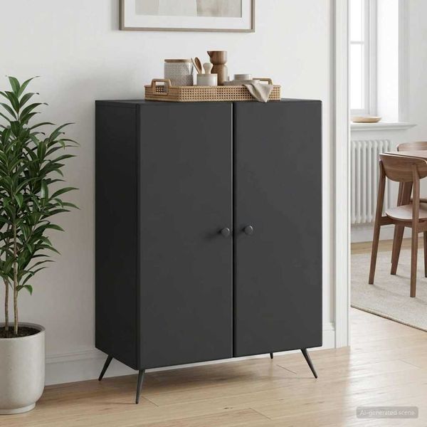 vidaXL Servírovacia skriňa Čierna 66 x 34,5 x 90 cm Kompozitné drevo