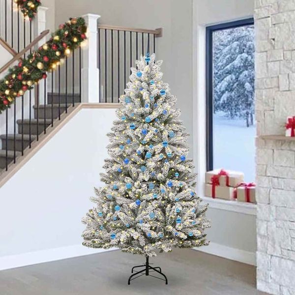 vidaXL Umelý vianočný stromček Zelená a biela 240 cm PVC a kov