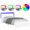 vidaXL Posteľný rám s čelom a LED svetlami biely 100x200 cm