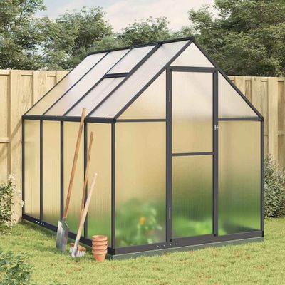 vidaXL Skleník so základovým rámom antracitový 224x169x202 cm hliník
