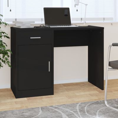 vidaXL Stolík so zásuvkami a skrinkou čierny 100x40x73 cm sprac. drevo