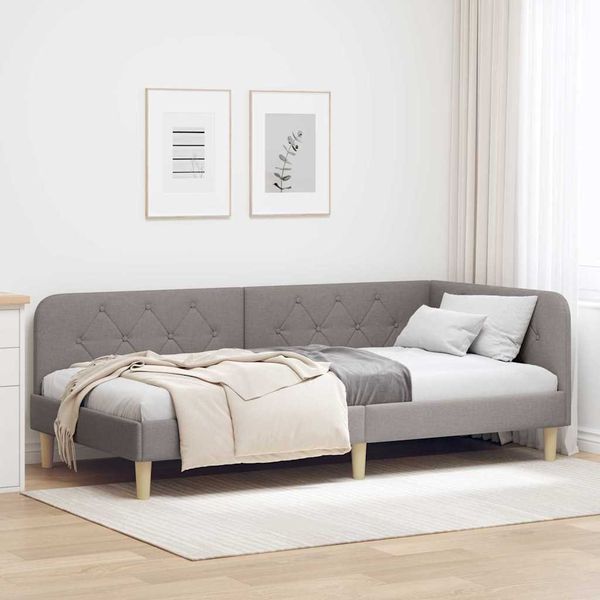 vidaXL Rohový rám postele Sivohnedá 90 x 190 cm látka