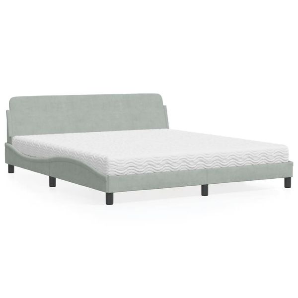 vidaXL Posteľ s matracom Dover bledosivý 180x200 cm zamat