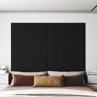 vidaXL Nástenný čelník 12 pcs Čierna 90 x 30 cm látka