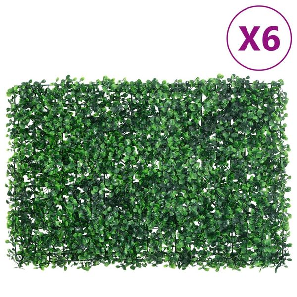 vidaXL Umelý plot z listových kríkov 6 ks zelený 40x60 cm