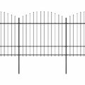 vidaXL Záhradný plot s vrchnou časťou z ocele 504x175 cm čierny