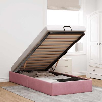 vidaXL Osmanský rám postele bez matraca ružová 90x190 cm zamat