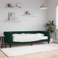 vidaXL Denná posteľ s matracom tmavozelená 90x200 cm zamat